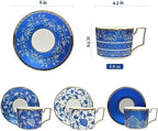 ACMLIFE Bone China Tea Cups and Saucers Set of 4, 6.8 oz Blue and White Tea Cups Set of 4, with Gold Trim and Gift Box (Blue-4) - Image 6