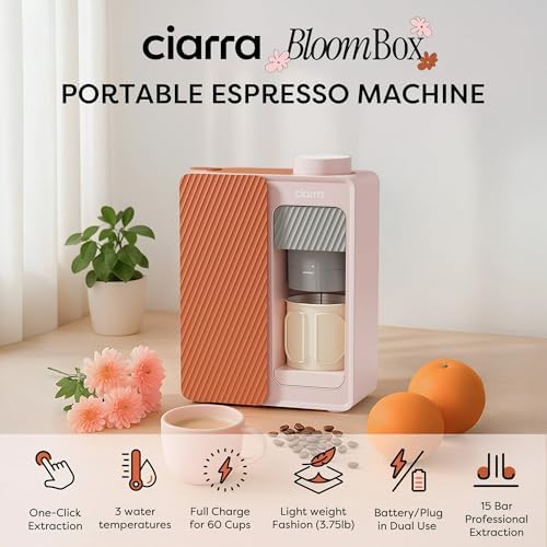 CIARRA Bloombox Compact Espresso Coffee Maker, 15 Bar Rich Flavor Brew Espresso Coffee Machine for Travel Camping RV Office Home, Easy to use, 6.1oz Stainless Steel Water Tank - Image 2