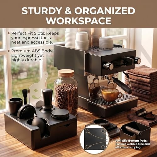51mm Espresso Accessories Kit – 26PCS Tamping Station, Tamper, WDT Tool, Distributor, Dosing Funnel, Puck Screen, Air Duster, Stirrer, Stencils, Brush & Latte Art Pen - Image 2