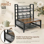 3 Tier Coffee Station Organizer with Drawer and Hanging Baskets, Wood & Metal Large Capcity Coffee Bar Organizer for K Cups, Coffee Pods, Tea Bags, Sugar Packets, Countertop Storage Rack - Image 3