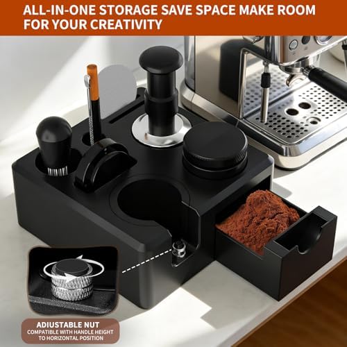 8 PCS Espresso Accessories Kit,54mm Espresso Tamper,Includes WDT Tool,Tamping Station,Dosing Funnel,Distributor,Puck Screen,Stirrer,Brush,Latte Art Pen,Barista Kit - Image 3