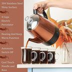 Mixpresso 4 Cup Copper Small Electric Percolator Coffee Pot Stainless Steel - Image 4