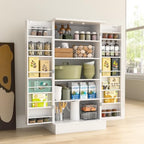 kepptory 47” Pantry Cabinet, Kitchen Pantry Storage Cabinet with Doors and Adjustable Shelves,Freestanding Buffet Cupboards Sideboard for Living Room and Dinning Room (White) by kepptory