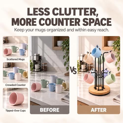8-Hook 360°Rotating Coffee Cup Holder for Countertop, Mug Tree for Counter - Image 5