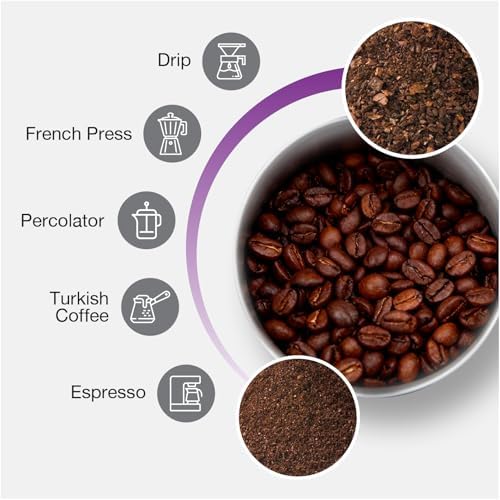 Salton Stainless Steel Smart Coffee Grinder, Electric Blade for Ground Coffee, Spices, Herbs, Nuts with Stainless Steel Blade, 80g/12 cup capacity (CG2123) - Image 4