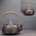 Teapot Japanese Tetsubin Tea Kettle Cast Iron Teapot with Stainless Steel Infuser 1200ml (Color : Simplicity) (Tortoise Crane) (Rock Muscle Plum Bird) by Unknown
