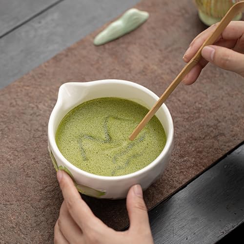 Hand-Painted Matcha Whisk Set, 8-Piece 3D Art Ceremony Kit with Unique Bowl, Bamboo Whisk, Sifter & Scoop for Exquisite Japanese Tea Making (Flower Pattern 5) - Image 6