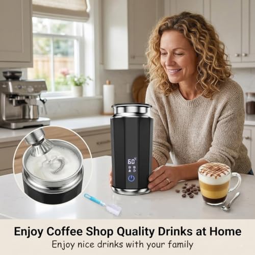 5-in-1 Milk Frother and Steamer, Automatic Warm and Cold Foam Maker, Hot & Cold Foam Maker and Milk Warmer with LED Display Touch Screen for Coffee,Latte, Cappuccino, Macchiato, Hot Chocolate - Image 6