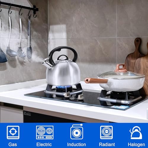 GGC Whistling Stove Top Tea Kettles, 304 Stainless Steel Tea Kettles with Anti-Heat Handle, 3.1QT/3L Tea Pot for Boiling Water, Coffee or Milk - Image 6
