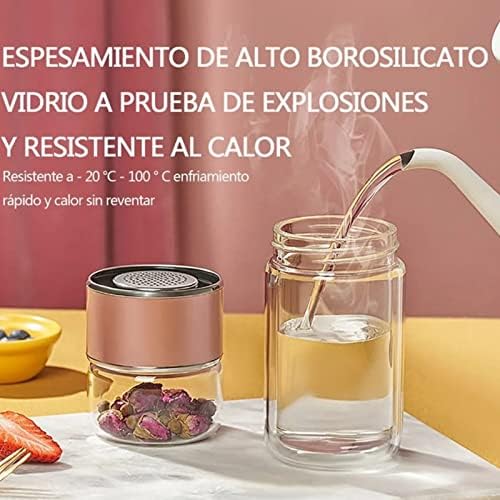 EVGATSAUTO Glass Tea Infuser Bottle 420ML, Double Wall Double Layer Stainless Steel Insulated Bottle, Leak Proof Travel Tea Infuser with Strong Glass for Home Use - Image 2