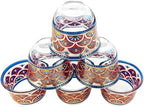 Chandler Espresso Turkish Arabica Coffee Cup Assorted Design Available from Brand 70ml 2.5oz Set of 6 Cups with Gift Box (Glass, Red Blue Peacock Feather Decal G) - Image 3