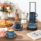 GBhome 6 OZ Coffee Mugs with Saucer and Stand, Ceramic Espresso Coffee Cup - Image 3