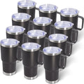20 oz Tumbler with Handle and Lid Insulated Travel Coffee Mug Grey 12P by ATQTQ