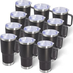 20 oz Tumbler with Handle and Lid Insulated Travel Coffee Mug Grey 12P by ATQTQ