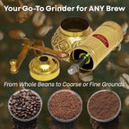 Sozen Manual Coffee Grinder Brass - Adjustable Hand Crank Burr Mill for Turkish Coffee, Espresso & French Press (7.6 Inch – Classic Brass) - Image 4