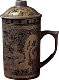 Ceramic Teacup, Chinese Hand Painted Purple Clay Tea Mug with Lid and Infuser, (13oz) Zisha Water Mug Drinkware for Office Home (Color change Black Dragon) by Honheam