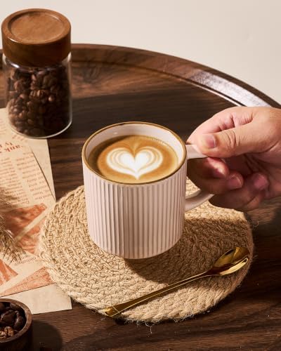 famiware Coffee Mug Set of 4, Star 12 oz Ceramic Mugs Cups Set with Handle - Image 2