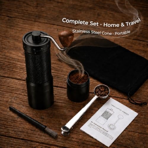 Manual Coffee Grinder Adjustable Hand Burr Black Metal Portable - Image 4