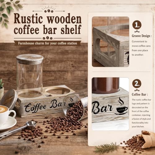 Coffee Canister 2 Pcs 50 Fl oz Large Airtight Glass Jars Washed White - Image 4