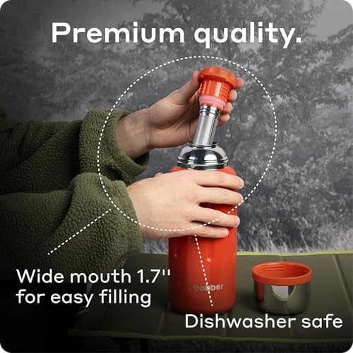 BOBBER 46 oz Stainless Steel Vacuum Insulated Water Bottle with Removable Tea Infuser & Cup Lid – Keeps Hot 45 Hours, Cold 65 Hours – Dishwasher Safe, BPA-Free, Leak-Proof Thermo for Hot Drinks (Red) - Image 5