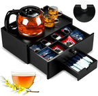 Cinnvoice Tea Bag Organizer Wooden Tea Storage Box, Black by QinYee