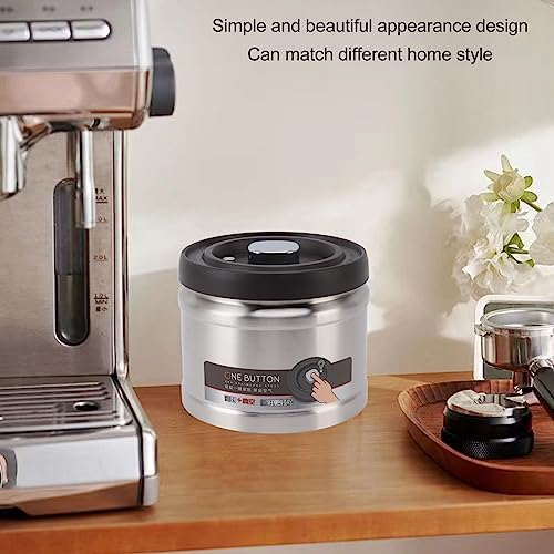 Food Storage Container, Vacuum Sealed Coffee Container, 304 Stainless Steel Coffee Canister, Press Type Airtight Food Storage Container with Lid for Coffee Beans Tea Nuts (1600ML - Image 4