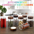 8oz Airtight Glass Jars Small Spice Storage Canister with Wooden Lid Clear Glass Food Container Canning Jar for Cookies Overnight Oats Yogurt Pantry Sugar Tea Coffee Bath Salts (6×250ml(8.4oz)) - Image 4