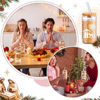 Fulmoon 6 Pcs 16 oz Nativity Scene Christmas Glass Cups with Lid and Straw - Image 5