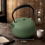 Cast Iron Teapot Set with 2 Cups, 34 oz (1000 ml) Japanese Tea Pot with Infuser for Loose Leaf Tea, Enamel Interior, Stovetop Compatible, Complete Tea Gift Set for Tea Lovers, Green - Image 6