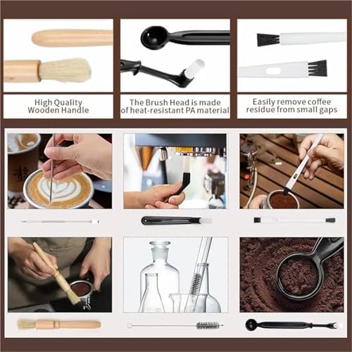 Coffee Machine Cleaning Brush Espresso Brush Kit Wooden Coffee Grinder Machine Duster Set(2set) - Image 6