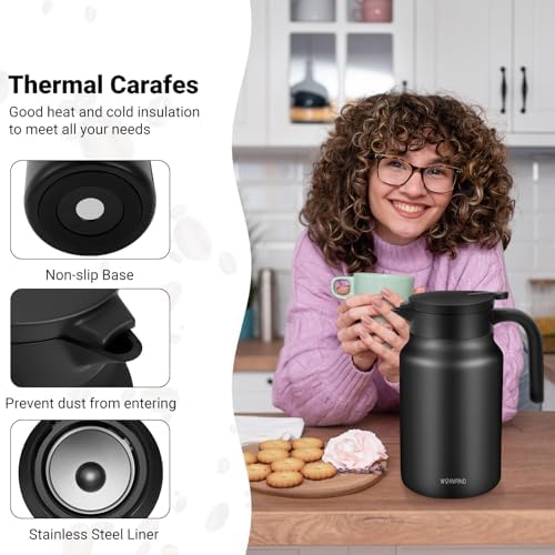 Insulated Coffee Carafe, 51 oz, Keeps Hot for 12H, Black - Image 3