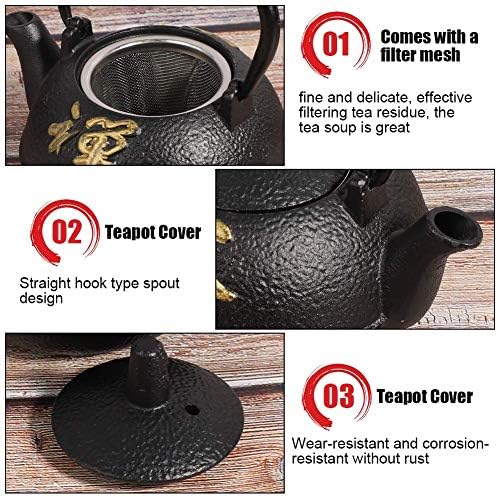 Garosa Japanese Cast Iron Teapot, Tetsubin Tea Kettle, 0.3L Stovetop Boiler, Traditional Zen Style - Image 3