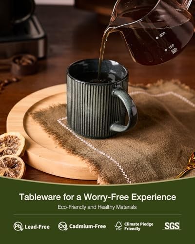 famiware Coffee Mug Set of 8, Star 12 oz Ceramic Mugs Cups Set with Handle - Image 2