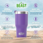 Beast 40 oz Tumbler Stainless Steel Vacuum Insulated Coffee Ice Cup Double Wall Travel Flask (Purple) - Image 6