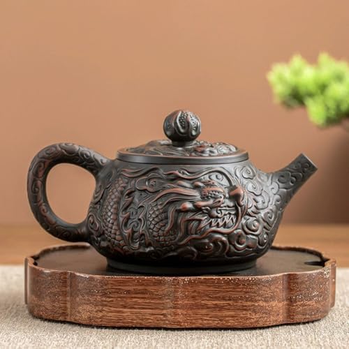 Tea Kettle Retro Purple Pottery Hand-embossed Xianglong Teapot For Household Tea Drinking Ceramic Tea Infuser - Image 6