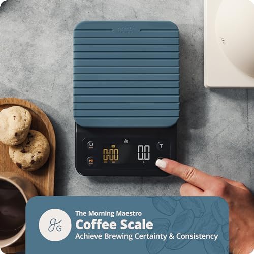 Greater Goods Electric Gooseneck Kettle and Coffee Scale, Designed in St. Louis. Onyx Black/Stone Blue. - Image 6