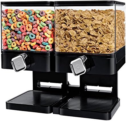Honey-Can-Do Zevro Compact Dry Food Dispenser, Dual Control, Black/Chrome by SolutionsforModernLiving