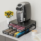 Coffee Pod Holder For Counter, 3 Pull-Out 72 K-Cup Holder Drawer, Wooden Cafe Pods Storage Organizer with Sliding Drawers for Coffee Station, Home, Kitchen, Office, Dorm (Black) - Image 2