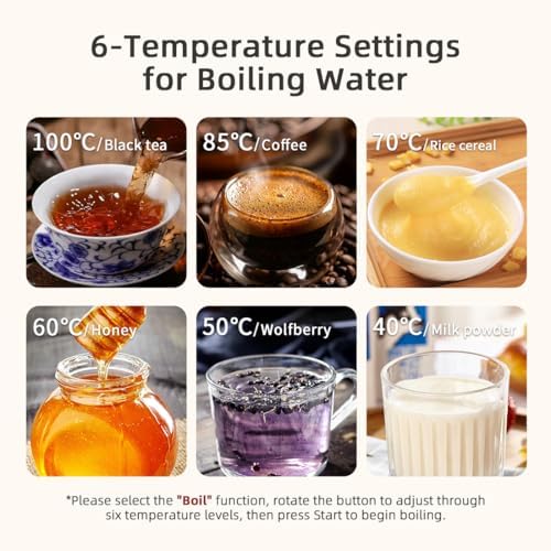 BUYDEEM Health Pot K2763-BA-PK Lite, Glass Electric Kettle for Tea & Coffee, Hot Water Boiler and Wamer with Stew Pot, Temperature Control, Pink, 1.5L - Image 5