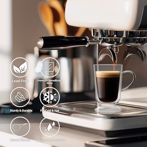 NIRA.Z 12.5 OZ Double Walled Glass Coffee Mugs with Handle Set of 4 Clear Insulated Irish Coffee Cups Hand Blown Glass Cups for Hot Cold Beverages, Cappuccino, Latte, Tea, Espresso, Juice, Americano - Image 5