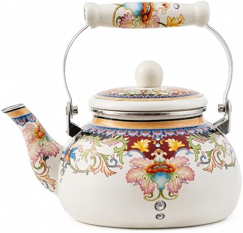 2.5-Qt Floral Enamel Tea Kettle, No Whistle by OLYTARU