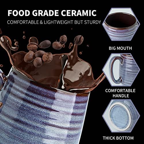 Hasense Large Coffee Mugs Set of 2, Ceramic 20 oz Coffee Cups for Office and Home, Modern Coffee Mug with Big Handle for Latte Coffee Tea Soup as Gifts, Dishwasher & Microwave Safe, Blue and Purple - Image 6