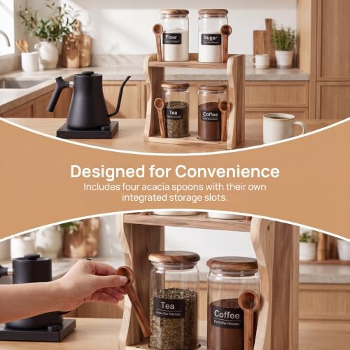 4-Pack 23 fl oz Wide Mouth Mason Jars w/Acacia Wood Rack - Image 4
