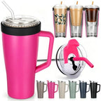 28 oz Iced Coffee Tumbler with Leak-Proof Lid – Stainless Steel Vacuum Insulated Travel Mug & Sleeve, Keeps Drinks Hot or Cold (Pink) by Unknown