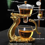 Glass Magnetic Tea Pot,Lazy Kungfu Drip Teapot with Infuser,Magnetic Water Diversion Rotating Cover Bowl Semi-Automatic Glass Teapot,Heat Resistant Kungfu Tea Set Coffee Set - Image 3