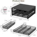 Coffee Pod Holder For Counter, 3 Pull-Out 72 K-Cup Holder Drawer, Wooden Cafe Pods Storage Organizer with Sliding Drawers for Coffee Station, Home, Kitchen, Office, Dorm (Black) - Image 3