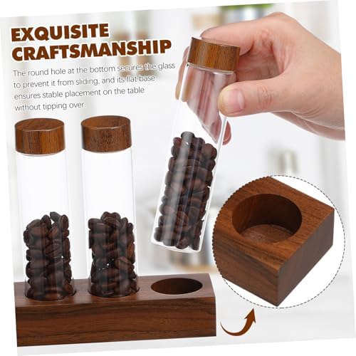 Cabilock Coffee Bean Storage Tubes with Wooden Stand, Glass Set - Image 3