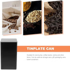 4pcs Black Tinplate Airtight Coffee Bean and Tea Storage Jars with Moisture-proof Seal, Rectangular Food Canisters for Kitchen Pantry Organization - Image 7