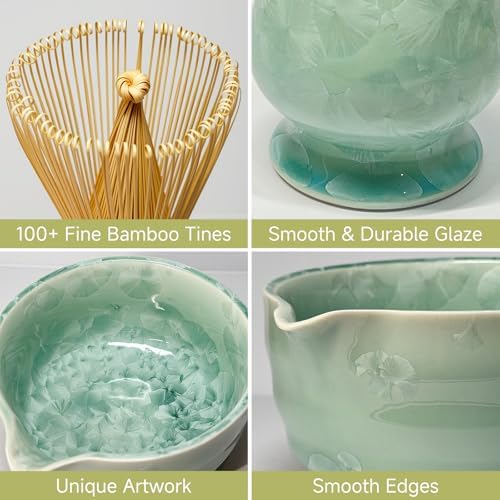 8-Piece Matcha Whisk Set, Ceramic Bowl and Sifter, Matcha Crystal - Image 3