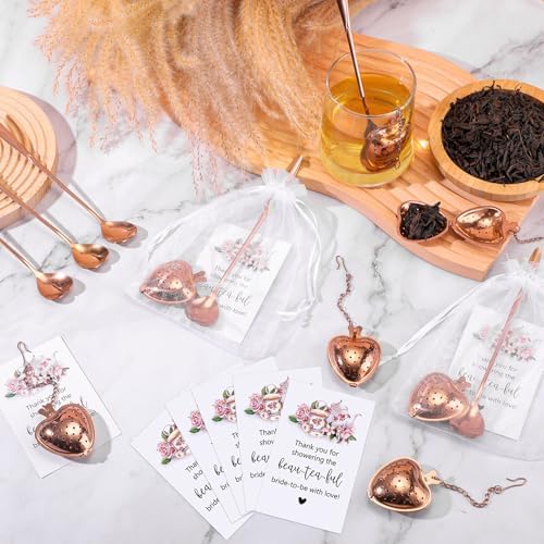 Qinyoung 25 Sets Bridal Shower Tea Party Favors for Guests, Rose Gold - Image 6